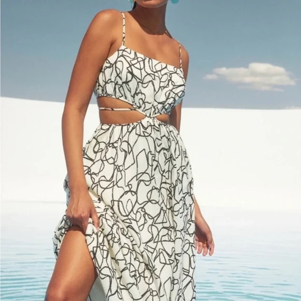Astr Black and White cut out maxi Dress